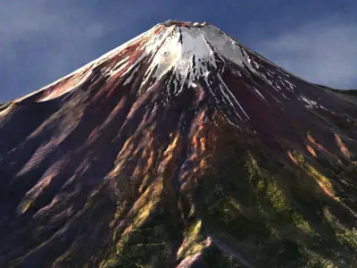 Mount Fuji - Low and High Poly Versions Low-poly 3D model