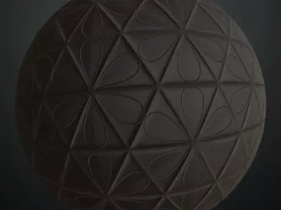 Modern Black Floral Triangle Pattern PBR Seamless Texture