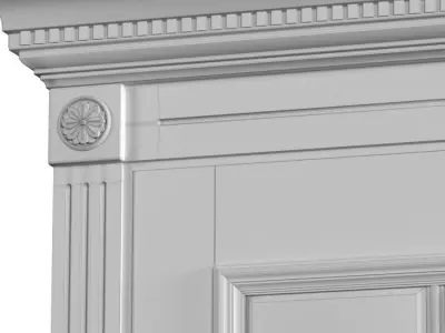 Classic interior white door with glass 3D model