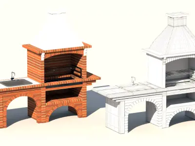 BBQ set model  Low-poly 3D model