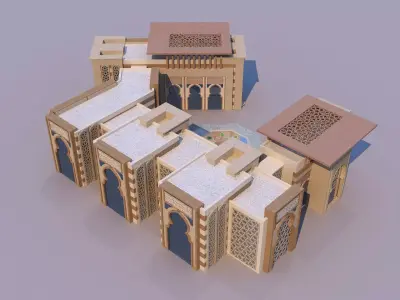 0166 - Islamic Facade Building 3D model