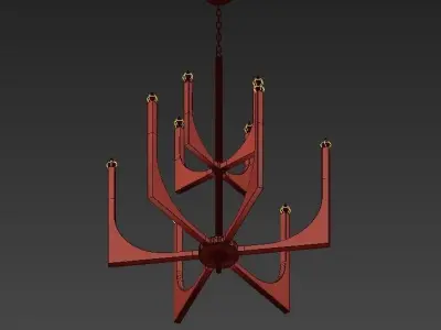 Acrylic Brass Finish Chandelier 3D model