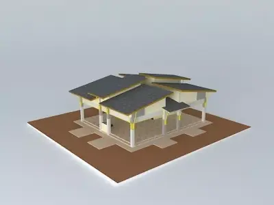 Cafeteria 1 house with roof 3D model