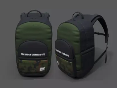 Backpack Generic camping bag baggage human scifi  Low-poly 3D model