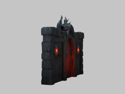 Dark Medieval Dungeon Doors 3D Model Low-poly 3D model