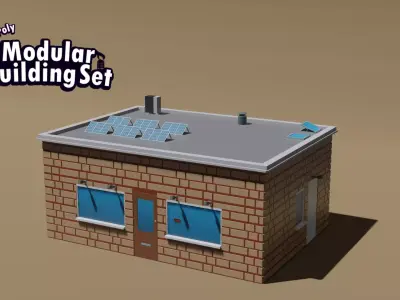 Modular Building Set Low-poly 3D model