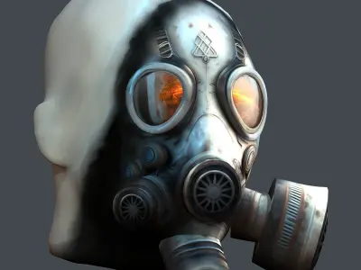 Gas mask helmet 3d model military combat fantasy cyborg Low-poly 3D model