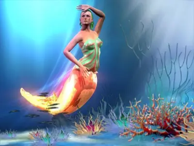 A Mermaid Low-poly 3D model