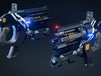 Cyberpunk Game-Ready Handgun Low-poly 3D model