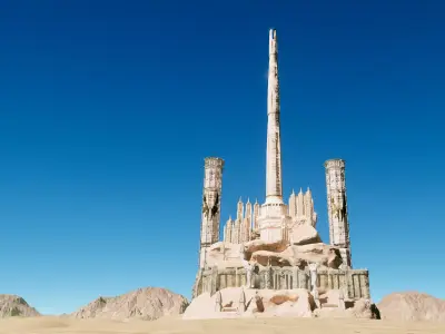 Desert Castle and Environment Free low-poly 3D model