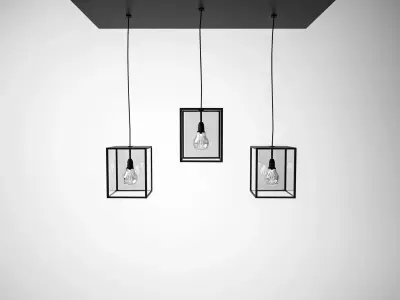 Retro Ceiling-Lamp - Living Room Furniture 03 Low-poly 3D model