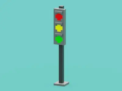 Voxel Traffic Light Low-poly 3D model