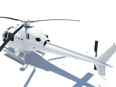 AS355 Helicopter Ecureuil 2 Static Low Poly Blank Low-poly 3D model