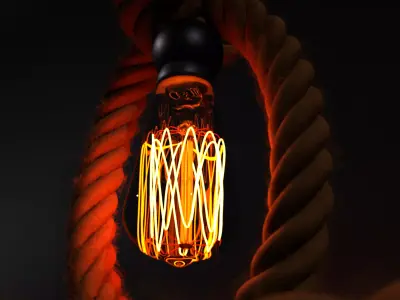 Realistic Rope  Lamp  3D model