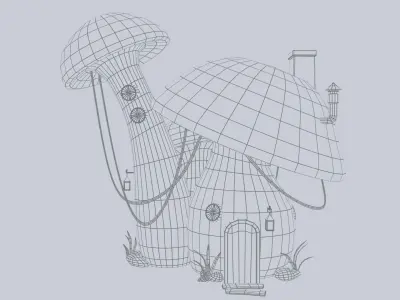 Mushroom house Low-poly 3D model