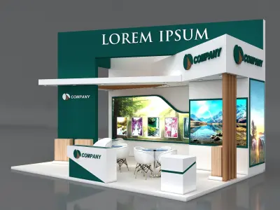 Exhibition Stand Booth Stall 7x5m Height 500cm 3 Side Open 3D model