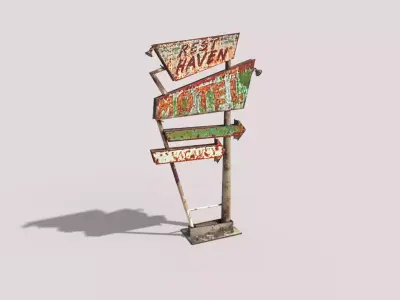 Worn Motel Sign 3D model