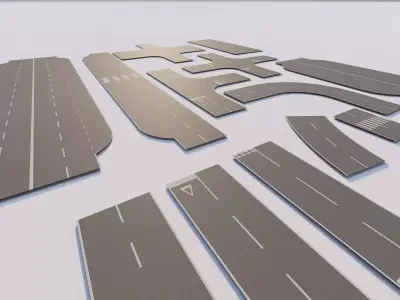 Road Pack - Extended-City Roads 3D model 4