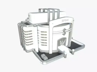 SciFi Bank A02 White Gray - Sci Fi Exterior Design Low-poly 3D model