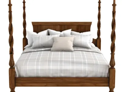 King Size Mahogany Plantation Poster Bed by Leighton Hall 3D model