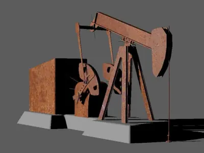 Rusty Oil Pump Jack 3D model Low-poly 3D model