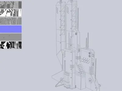 Futuristic building Low-poly 3D model 2