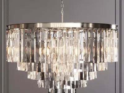RH 1920S ODEON CLEAR GLASS FRINGE 5-TIER CHANDELIER Nickel 3D model