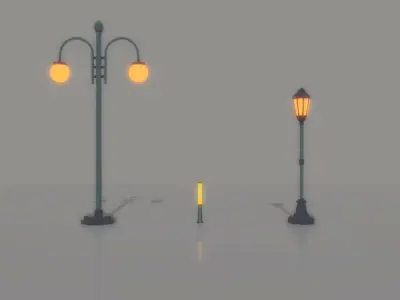 cartoon Street Light Pack Free low-poly 3D model