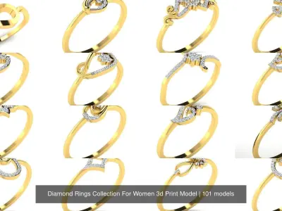 Diamond Rings Collection For Women 3d Print Model 3D Model Pack purchase