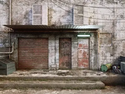 Hong Kong alley Low-poly 3D model