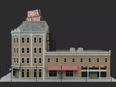 Modern Hotel Building Low-poly 3D model