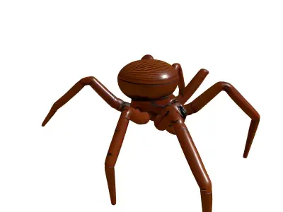 Artistic Wooden Spider Figurine Low-poly 3D model