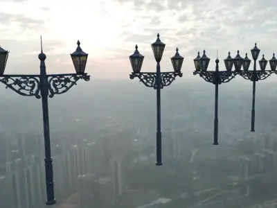 Victorian lucerns street lamp set 3D model