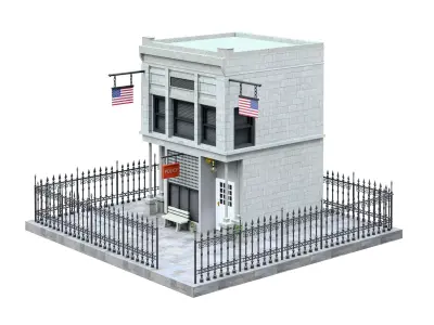 Police Station Low-poly 3D model