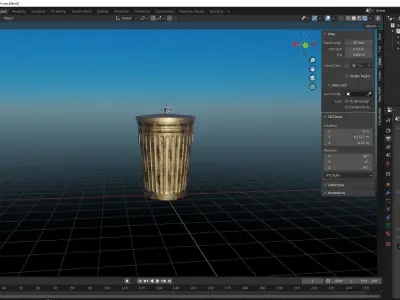 Metal trash can  Low-poly 3D model