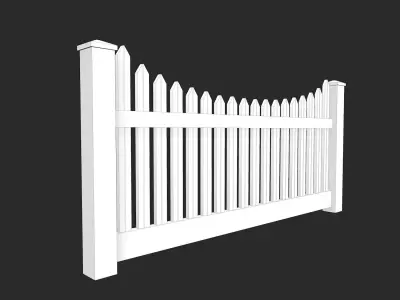 Wooden Fence Low-poly 3D model 5