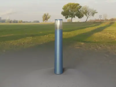 Low-Poly Blue Light Column 11 - Street Light Set-9 Low-poly 3D model