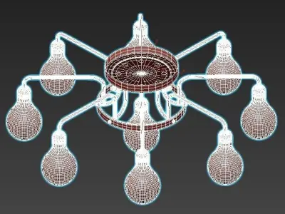 alonzo-3983-9c nine light ceiling fixture gold 3D model