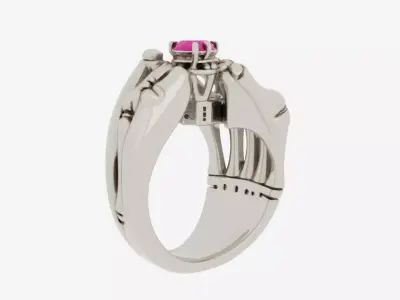 3D Detailed Skeleton Finger Ring with Bone Band 3D model