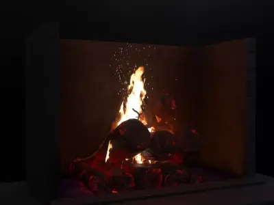 Burning Fire Setup Low-poly 3D model