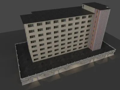 Industrial Building Low-poly 3D model