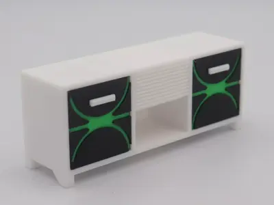 Living room cabinet with functional doors drawer and shelves  3D print model