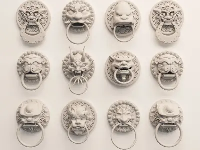 Chinese knocker Low-poly 3D model