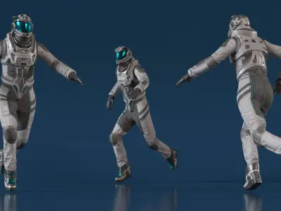  Running Futuristic Astronaut with Visor 