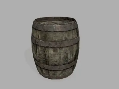 Wooden Barrel Low-poly 3D model