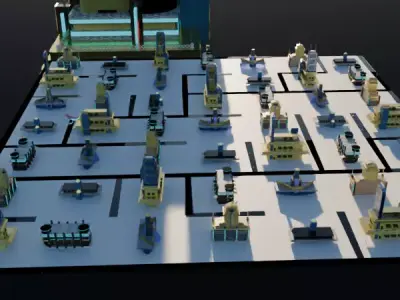 Procedural Simple Scifi building made in Blender  Low-poly 3D model