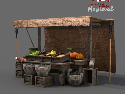 Medieval Market Stall 01 3D model