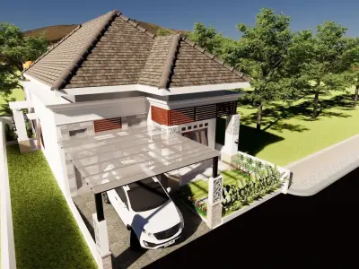 1 Floor House desain Balinese Style full interior 3D model