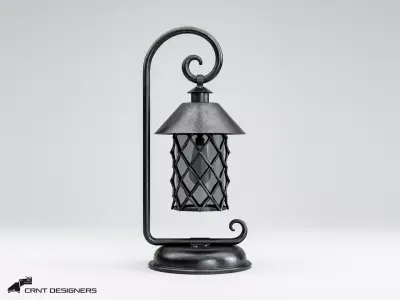 Antique Hanging Street Lantern Low-poly 3D model