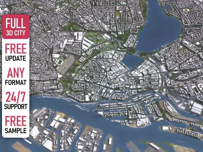 Hamburg - 3D City Model Low-poly 3D model